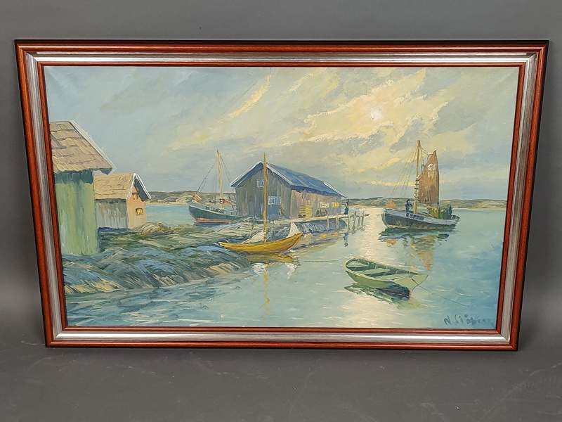 Olja på duk, N Sjöberg, signerad