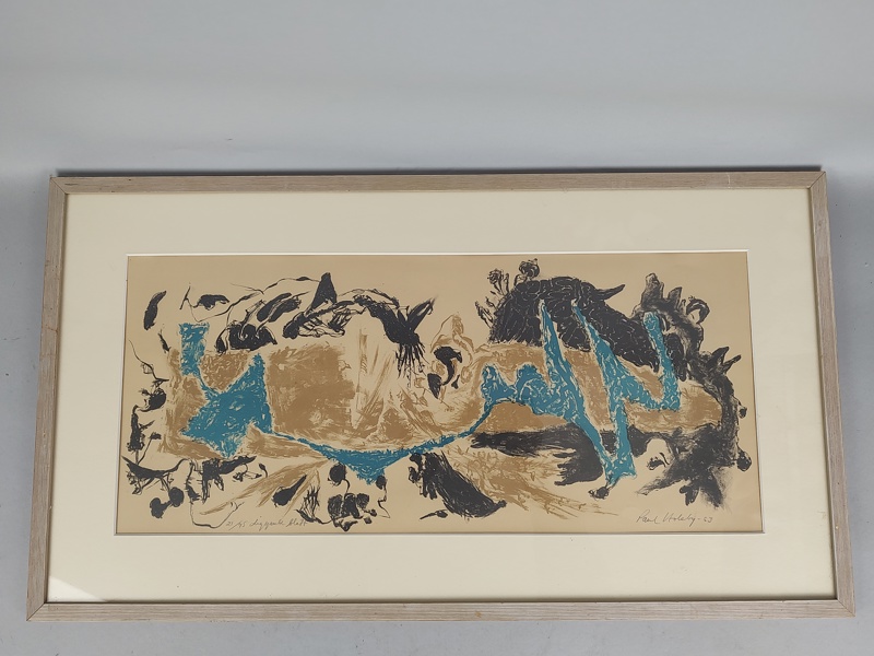 Färglitografi, "Liggande blått" Paul Holsby, signerad