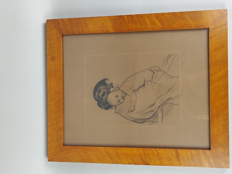 Etsning, Emil Krause, signerad